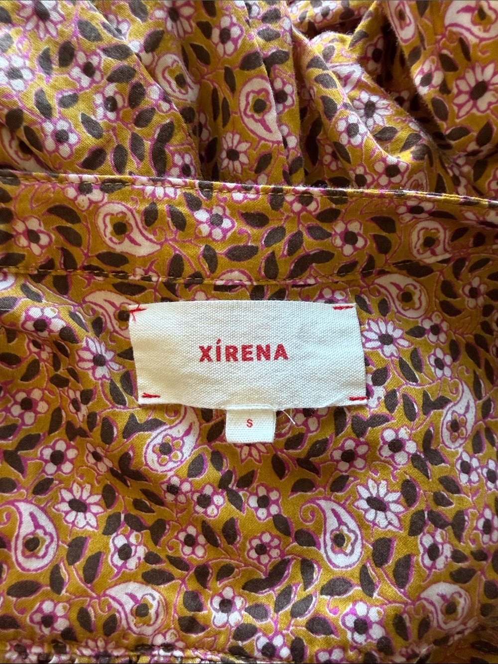 XIRENA Lennox Dress Honeysuckle Puff Sleeve Button Front Midi Brown Sz S - Picture 11 of 15
